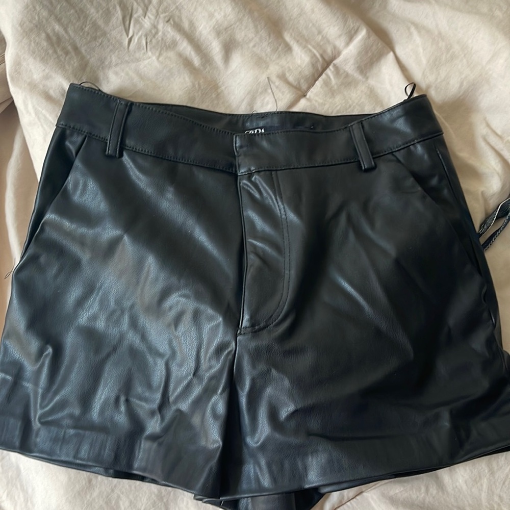 Zara leather shorts